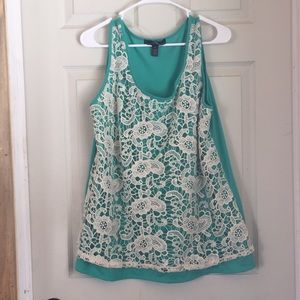 Green and lace top
